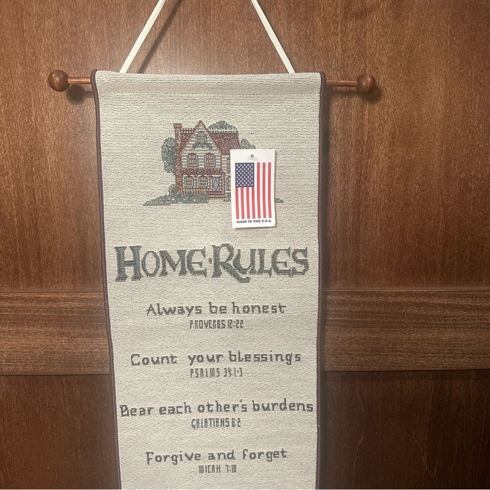 Home Rules Wall Hanging Decor - Cream and Brown